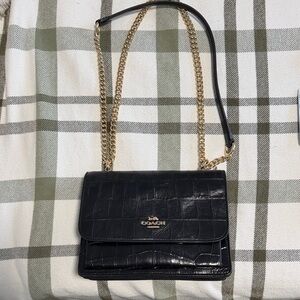 Coach Black Croc-Embossed Crossbody Bag
